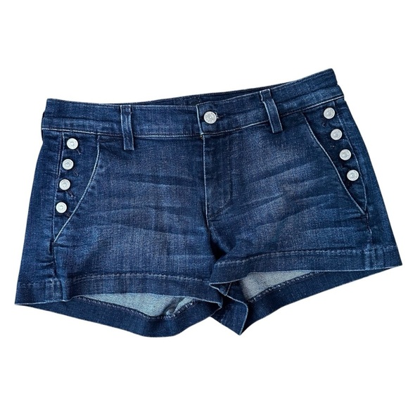7 For All Mankind Pants - 7 For All Mankind Monroe Shorts with Exposed Buttons Medium Wash Denim Sz 27 GUC